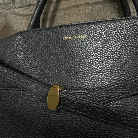 Veronica Beard Large Dash Tote Bag Black Pebble Leather with Dust Cover NEW - Picture 4 of 9